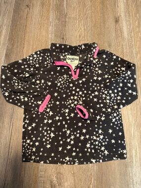 OshKosh Black Star Fleece pull over with Pink Trim
